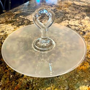 Vintage elegant center handled tray.  Frosted base.  Perfect for your parties.